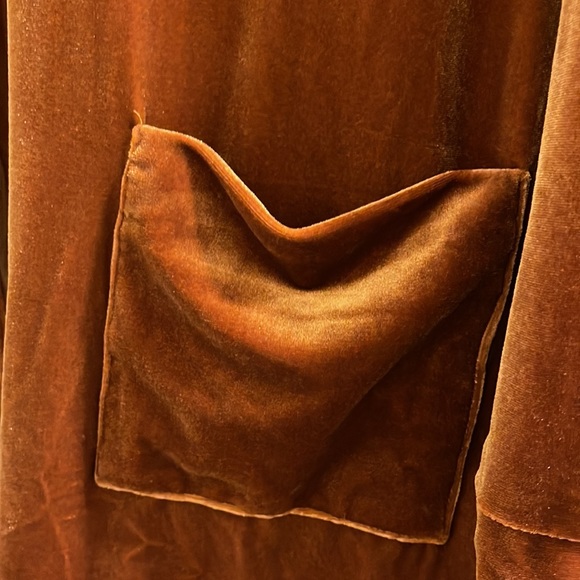 Nordstrom Ochre Velvet Cardigan with Belt & Pockets size L - Picture 5 of 11